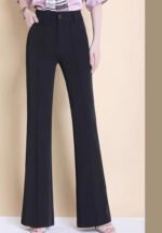 High-Waist White Flared Pants for Women | Elegant Bootcut Dress Trousers - 图片 6