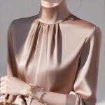 Luxury Satin Pleated Blouse – Elegant Long Sleeve Silky Top for Women - 图片 2