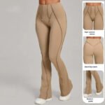 High-Waisted Red Flared Leggings – Sculpting Stretch Bootcut Athleisure Pants - 图片 3