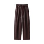Luxury PU Leather Jogger Pants for Women – High-Waist Elastic Drawstring Wide-Leg Trousers – Comfy Chic Vegan Leather Athleisure Pants - 图片 28