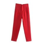 High Waist Tapered White Pants for Women – Elegant Tailored Ankle-Length Office Trousers - 图片 22