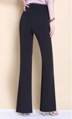 High-Waist White Flared Pants for Women | Elegant Bootcut Dress Trousers - 图片 7