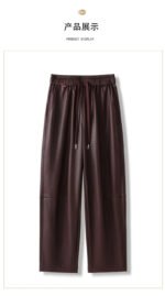 Luxury PU Leather Jogger Pants for Women – High-Waist Elastic Drawstring Wide-Leg Trousers – Comfy Chic Vegan Leather Athleisure Pants - 图片 17