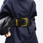 Wide Faux Leather Waist Belt with Gold Square Buckle – Statement Cinch Belt for Dresses & Coats - 图片 2