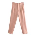 High Waist Tapered White Pants for Women – Elegant Tailored Ankle-Length Office Trousers - 图片 16