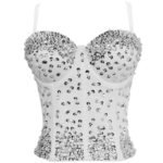 Black Sequin Corset Top for Women – Beaded Bustier Crop Top with Straps | Glam Night Out Top - 图片 28