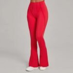 High-Waisted Red Flared Leggings – Sculpting Stretch Bootcut Athleisure Pants - 图片 11