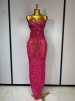 Luxury Champagne Crystal Embellished Maxi Gown – Spaghetti Strap Elegant Evening Dress - 图片 11