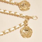 Gold & Black Chain Waist Belt with Rose Charm for Women | Double Layer Statement Belt | subailili - 图片 6