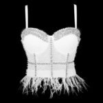 Black Sequin Corset Top for Women – Beaded Bustier Crop Top with Straps | Glam Night Out Top - 图片 30