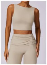 High-Waisted Flared Active Pants with Sculpting Fit – Neutral Beige - 图片 30