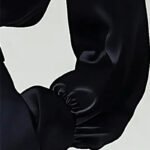 Black Satin High-Neck Blouse with Crystal Accent|Elegant Jewel Neck Long Sleeve Satin Blouse - 图片 6