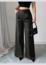 High Waist Wide Leg Dress Pants for Women – Elegant Belted Tailored Trousers for Work & Evening Wear - 图片 7