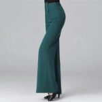 Women’s High Waist Wide Leg Pants with Button Detail | Elegant Statement Women’s Trousers - 图片 3