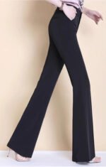 High-Waist White Flared Pants for Women | Elegant Bootcut Dress Trousers - 图片 8