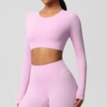 Women’s Long Sleeve Sculpting Crop Top & High-Waist Leggings Set – Seamless Compression Activewear Outfit - 图片 10