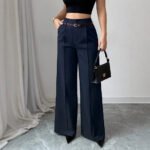 Burgundy High Waist Wide Leg Pants with Belt | Elegant Dressy Women’s Trousers - 图片 3