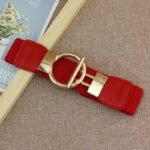 Luxury Wide Elastic Waist Belt for Women | Gold Buckle Stretch Belt in Black, Red & White - 图片 9