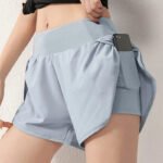 High-Waisted Navy Running Shorts with Built-In Liner – Lightweight Performance Athleisure Shorts - 图片 4