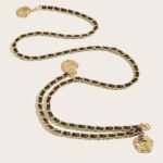 Gold & Black Chain Waist Belt with Rose Charm for Women | Double Layer Statement Belt | subailili - 图片 2