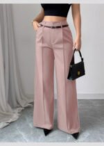 High Waist Wide Leg Dress Pants for Women – Elegant Belted Tailored Trousers for Work & Evening Wear - 图片 10