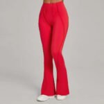 High-Waisted Red Flared Leggings – Sculpting Stretch Bootcut Athleisure Pants