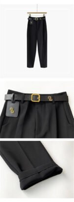 Luxury High-Waist Belted Wide-Leg Trousers for Women – Elegant Tailored Office & Casual Chic Pants with Statement Belt - 图片 11