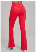 High-Waisted Red Flared Leggings – Sculpting Stretch Bootcut Athleisure Pants - 图片 2