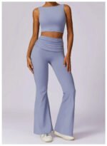 High-Waisted Flared Active Pants with Sculpting Fit – Neutral Beige - 图片 20