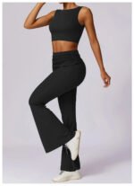 High-Waisted Flared Active Pants with Sculpting Fit – Neutral Beige - 图片 8