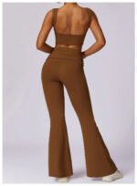 High-Waisted Flared Active Pants with Sculpting Fit – Neutral Beige - 图片 16