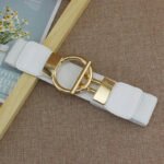 Luxury Wide Elastic Waist Belt for Women | Gold Buckle Stretch Belt in Black, Red & White - 图片 7