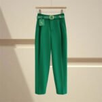 Luxury High-Waist Belted Wide-Leg Trousers for Women – Elegant Tailored Office & Casual Chic Pants with Statement Belt - 图片 6