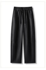 Luxury PU Leather Jogger Pants for Women – High-Waist Elastic Drawstring Wide-Leg Trousers – Comfy Chic Vegan Leather Athleisure Pants - 图片 24