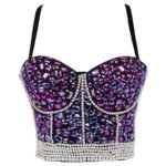 Black Sequin Corset Top for Women – Beaded Bustier Crop Top with Straps | Glam Night Out Top - 图片 32