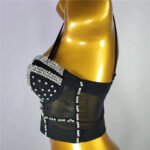 Black Sequin Corset Top for Women – Beaded Bustier Crop Top with Straps | Glam Night Out Top - 图片 3