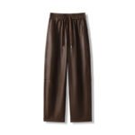 Luxury PU Leather Jogger Pants for Women – High-Waist Elastic Drawstring Wide-Leg Trousers – Comfy Chic Vegan Leather Athleisure Pants - 图片 3