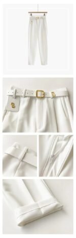 Luxury High-Waist Belted Wide-Leg Trousers for Women – Elegant Tailored Office & Casual Chic Pants with Statement Belt - 图片 10