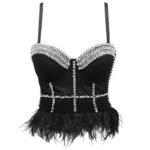 Black Sequin Corset Top for Women – Beaded Bustier Crop Top with Straps | Glam Night Out Top - 图片 20