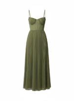 Sage Green Pleated Midi Dress – Corset-Style Spaghetti Strap Elegant Dress - 图片 5