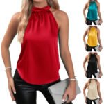 Elegant Chiffon Halter Neck Sleeveless Blouse – Women’s Lightweight Dressy Top for Casual & Evening Wear - 图片 8