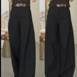 High Waist Wide Leg Brown Pants for Women – Tailored Relaxed Fit Casual & Office Trousers - 图片 3