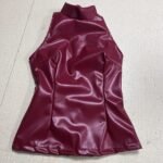 Women’s Faux Leather Sleeveless Mini Dress with High Neck - 图片 9