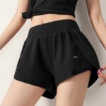 High-Waisted Navy Running Shorts with Built-In Liner – Lightweight Performance Athleisure Shorts - 图片 7