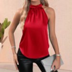 Elegant Chiffon Halter Neck Sleeveless Blouse – Women’s Lightweight Dressy Top for Casual & Evening Wear - 图片 5