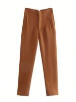 High Waist Tapered White Pants for Women – Elegant Tailored Ankle-Length Office Trousers - 图片 14