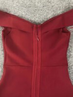 Elegant Burgundy Off-Shoulder Bodycon Midi Dress for Women – Cross Neck Formal Cocktail Party Dress - 图片 4