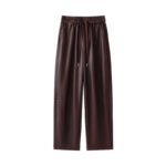 Luxury PU Leather Jogger Pants for Women – High-Waist Elastic Drawstring Wide-Leg Trousers – Comfy Chic Vegan Leather Athleisure Pants - 图片 6