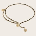 Gold & Black Chain Waist Belt with Rose Charm for Women | Double Layer Statement Belt | subailili - 图片 7