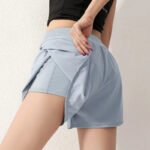 High-Waisted Navy Running Shorts with Built-In Liner – Lightweight Performance Athleisure Shorts - 图片 2